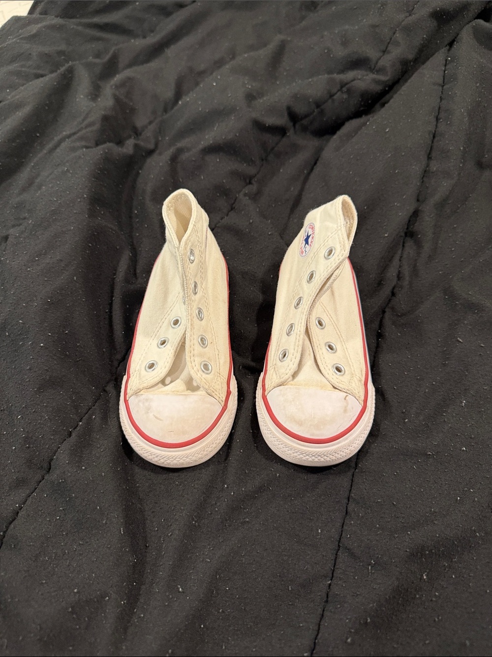 Converse Kids Slip-On Canvas Sneakers in Off-White with Red Trim 7